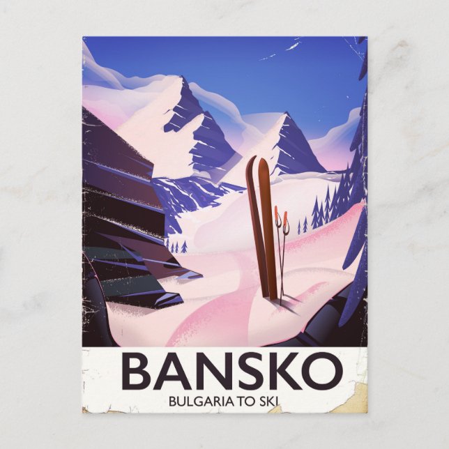 Carte Postale Bansko Bulgarie À Ski (Devant)