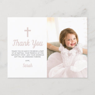 Carte Postale Baptême Christening Religieux Fille Rose Photo