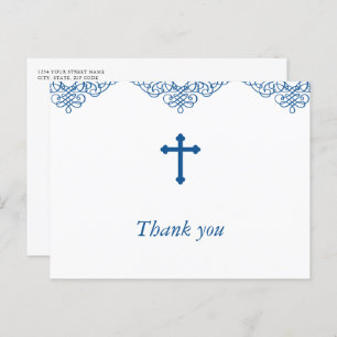 Carte Postale Baptême des garçons bleus/Merci du baptême