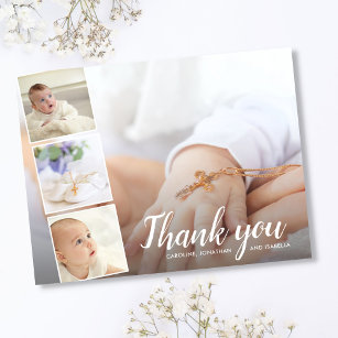 Carte Postale Baptême ou Merci de baptême 4 Photo Collage