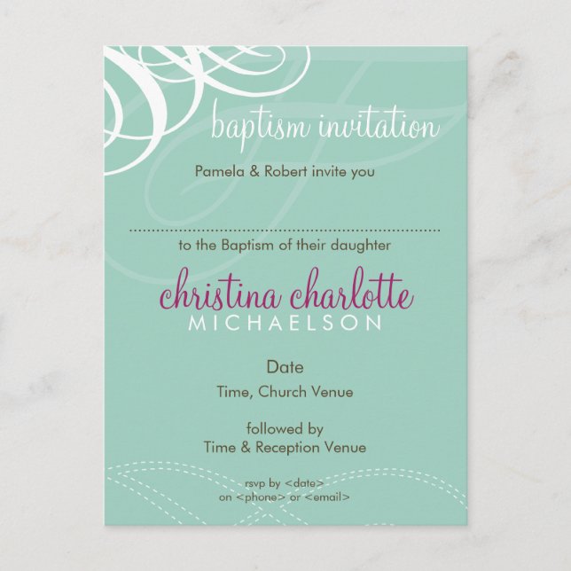 Carte Postale BAPTISM INVITATION :: vogue design 2 (Devant)