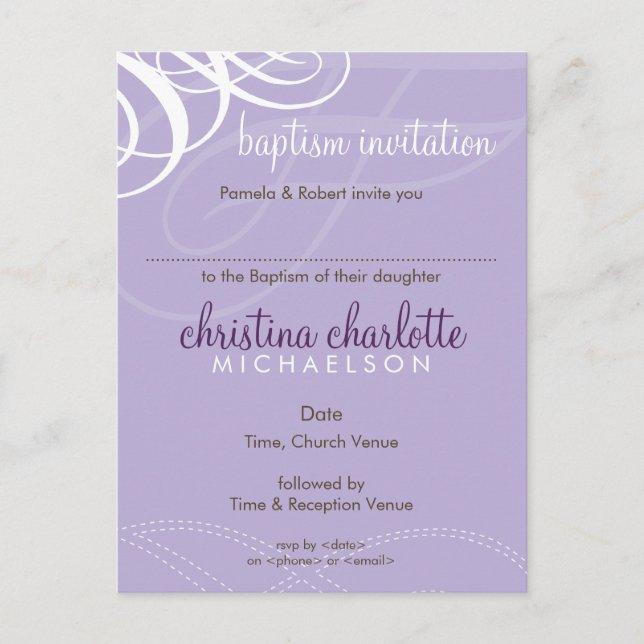 Carte Postale BAPTISM INVITATION :: vogue design 3 (Devant)