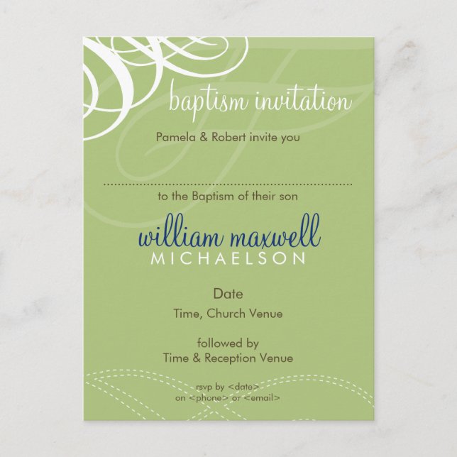 Carte Postale BAPTISM INVITATION :: vogue design 8 (Devant)