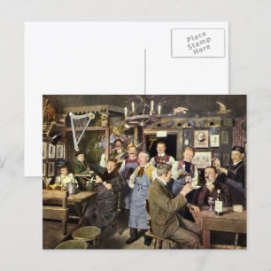 Carte Postale Bar à l'ancienne avec des célébrations populaires,