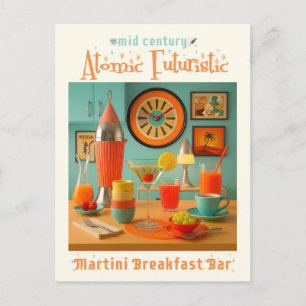 Carte Postale Bar à petit déjeuner rétro futuriste atomique Mart