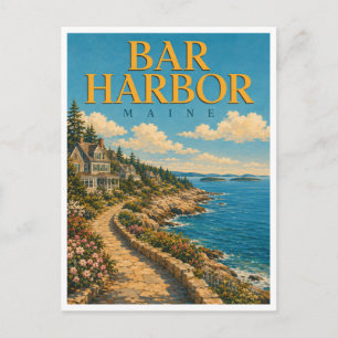 Carte Postale Bar Harbor Maine Shore Path GeoSaga