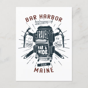Carte Postale Bar Harbour Maine sac à dos Gear Retro Travel