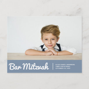 Carte Postale Bar Mitzvah Simple Moderne Personnalisé Photo Invi