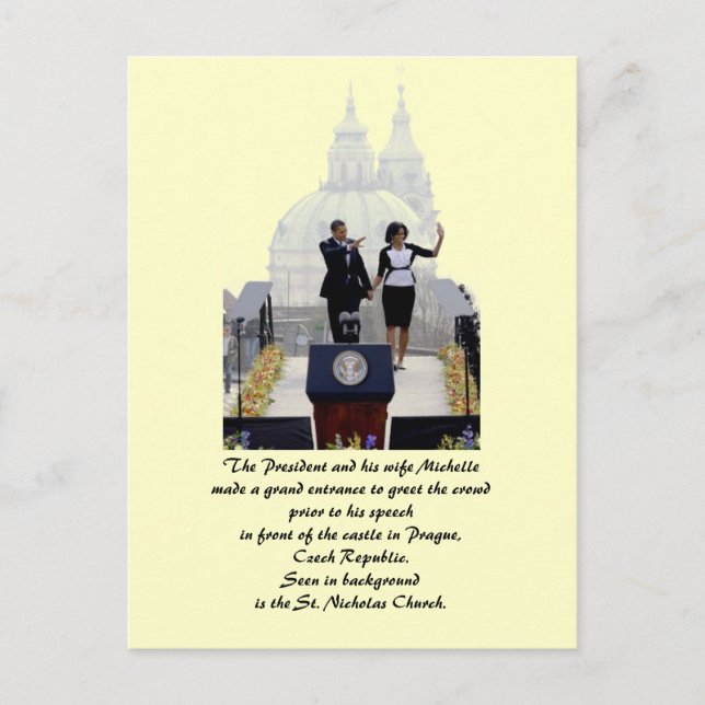 Carte Postale Barack et Michelle à Prague (Devant)