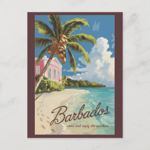 Carte Postale Barbados Art de Voyage peint Vintage