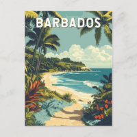 Barbados Illustration Travel Art Vintage