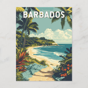 Carte Postale Barbados Illustration Travel Art Vintage