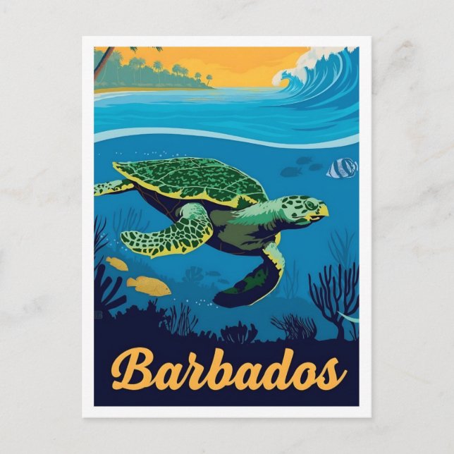 Carte Postale Barbados Voyage Vintage  (Devant)