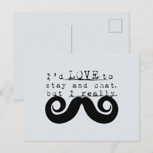 Carte Postale Barbe bleue grise noire drôle humour Je Moustache