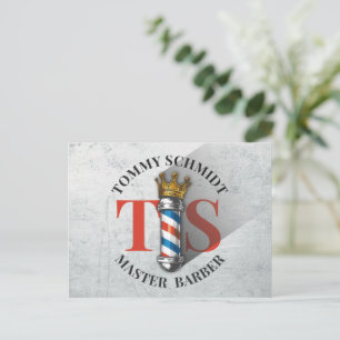 Carte Postale Barber Hair Shop King Crown Barber Pole Hair Salon