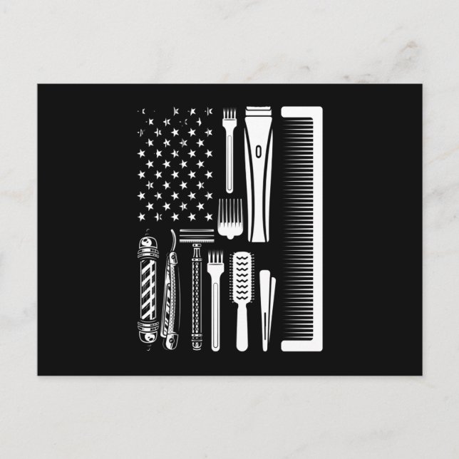 Carte Postale Barber Tools American Flag (Devant)