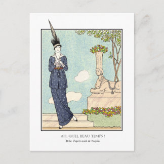 Carte Postale Barbier Art déco français Mode Beau Temps