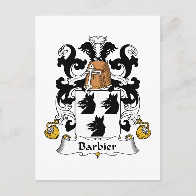 Carte Postale Barbier Family Crest (Devant)