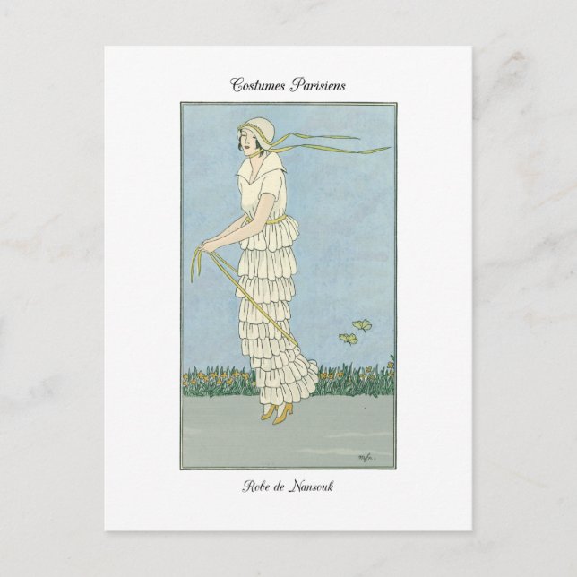 Carte Postale Barbier Fine Art Fashion Illustration Robe Nansouk (Devant)