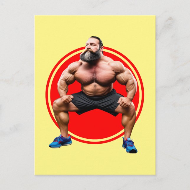 Carte Postale Barbu Musclé (Devant)