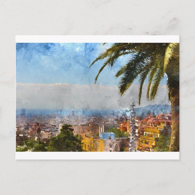 Carte Postale Barcelona Espagne Skyline (Devant)