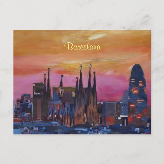 Carte Postale Barcelona Skyline et Torre Agbar, Sagrada Familia (Devant)