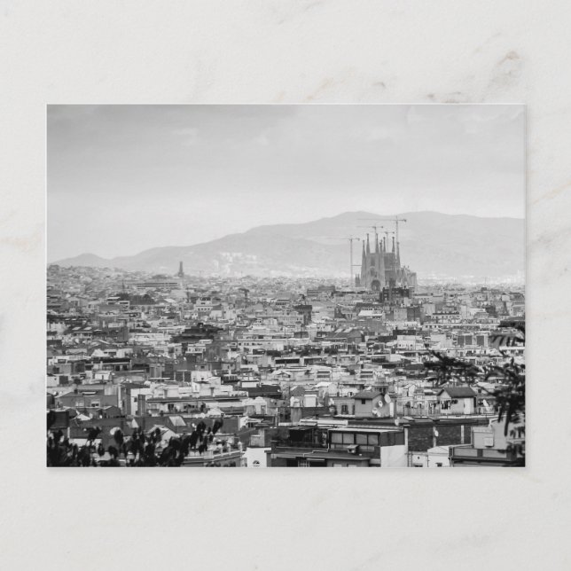 Carte Postale Barcelone en noir et blanc (Devant)