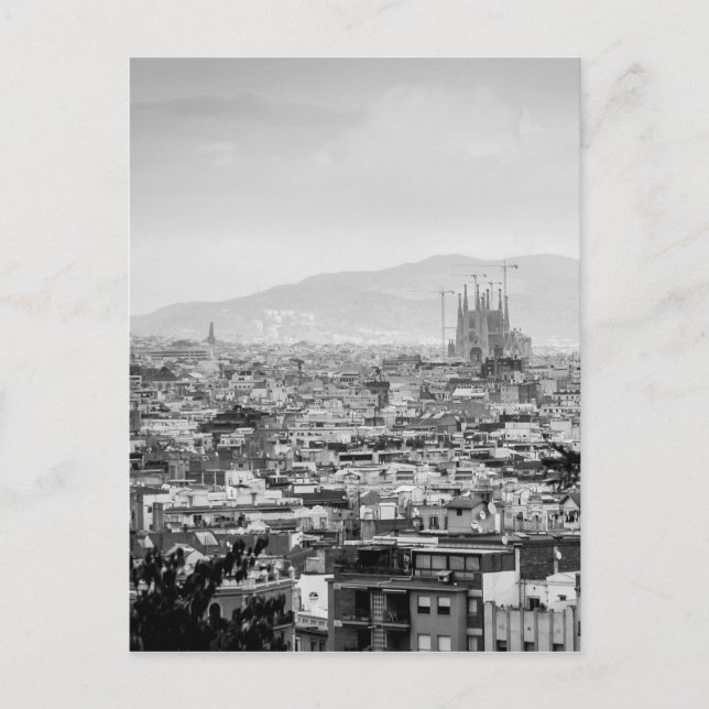 Carte Postale Barcelone en noir et blanc (Devant)