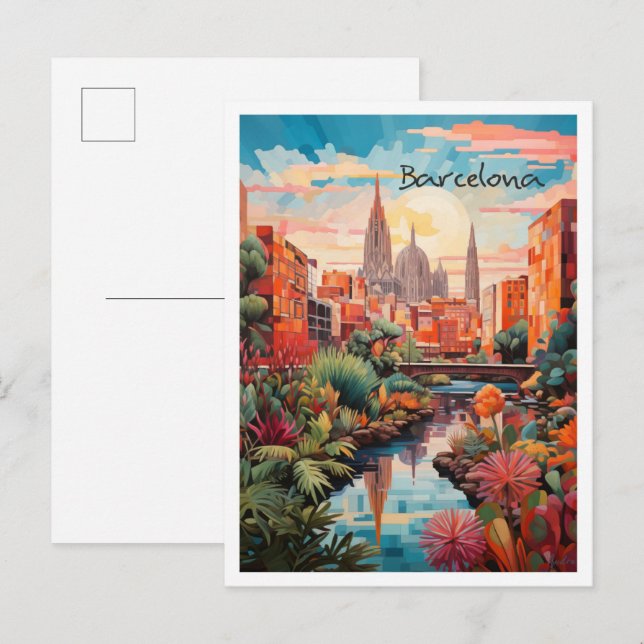 Carte Postale Barcelone Espagne Art Voyage  (Devant / Derrière)