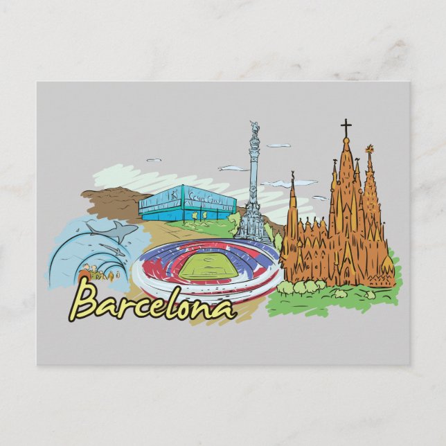 Carte Postale Barcelone, Espagne Célèbre ville (Devant)