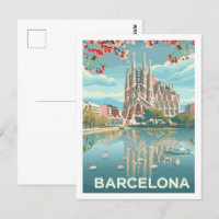 Barcelone Espagne Célèbre Vintage voyage Place