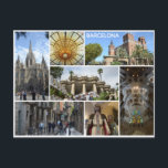 Carte Postale Barcelone Espagne City Photos de Voyage<br><div class="desc">N'importe qui aimerait recevoir cette carte postale avec un collage de belles photos de voyage de la ville de Barcelone,  Espagne!</div>