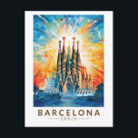 Carte Postale Barcelone Espagne La Sagrada Familia Travel Art<br><div class="desc">Conception de voyage vectorielle rétro de Barcelone. Barcelone,  capitale cosmopolite de la Catalogne espagnole,  est connue pour son art et son architecture.</div>