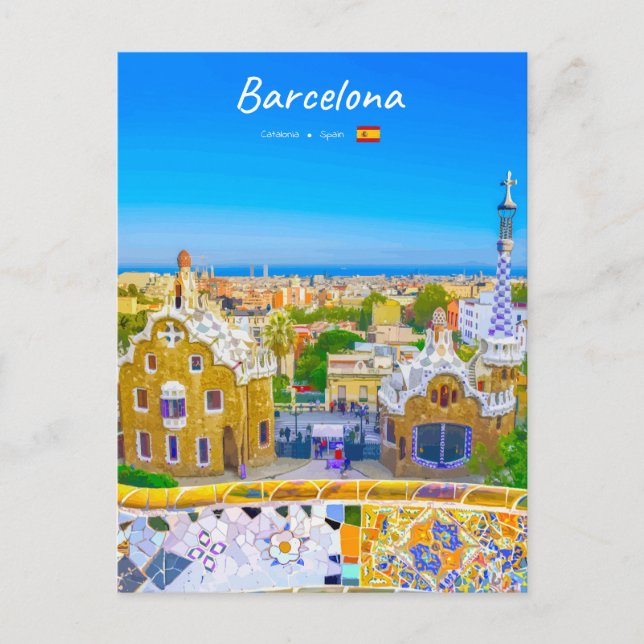 Carte Postale Barcelone, Espagne - Parc Guell Mosaïque Gaudi (Devant)