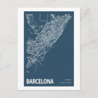 Barcelone Espagne Plan de la ville Ligne Art Blue 