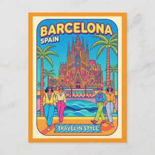 Carte Postale Barcelone Espagne Rétro Années 1990 Voyage 