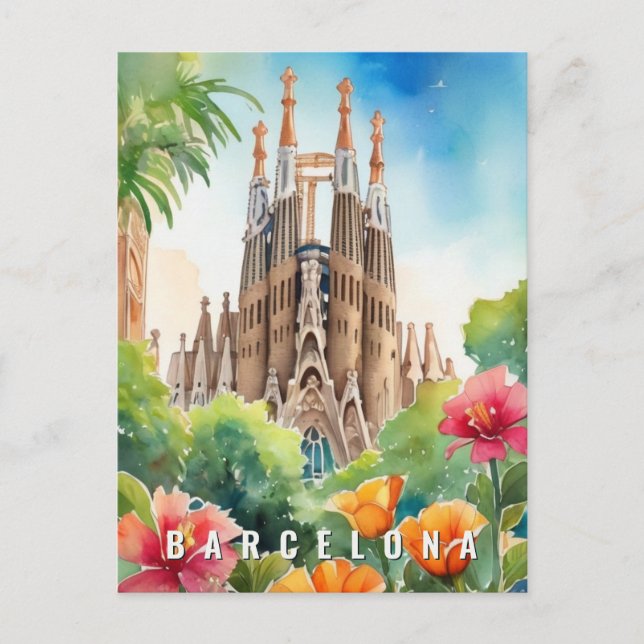 Carte Postale Barcelone Espagne Sagrada Familia Retro Voyage (Devant)