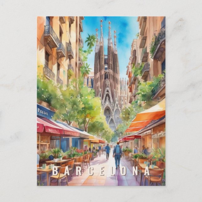 Carte Postale Barcelone Espagne Sagrada Familia Retro Voyage (Devant)