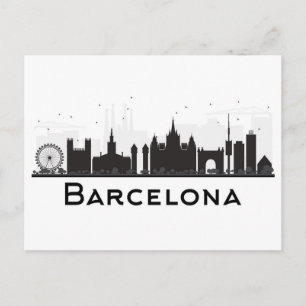 Carte Postale Barcelone, Espagne   Skyline de la ville noire et 