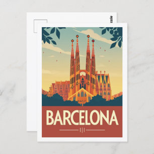 Carte Postale Barcelone Espagne Vintage célèbre Travel Place