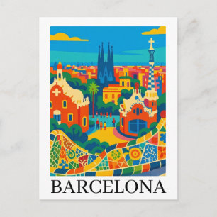 Carte Postale Barcelone Espagne Voyage Coloré Sagrada Familia