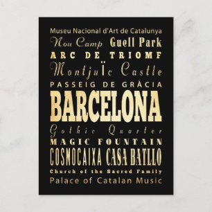 Carte Postale Barcelone Ville d'Espagne Typographie Art