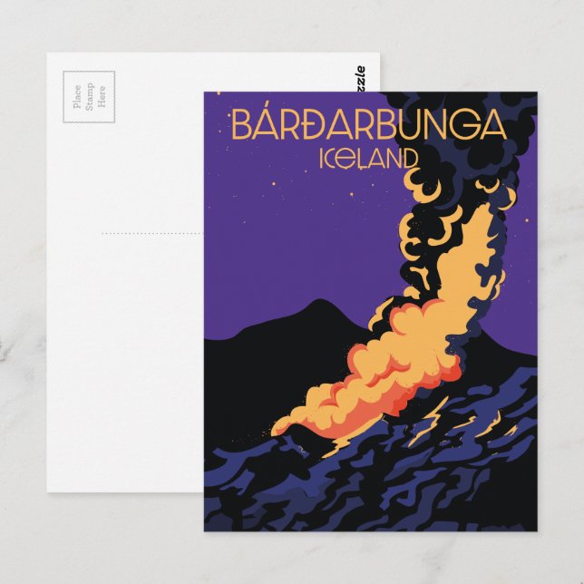 Carte Postale Bárðarbunga, affiche de voyage en Islande. (Devant / Derrière)