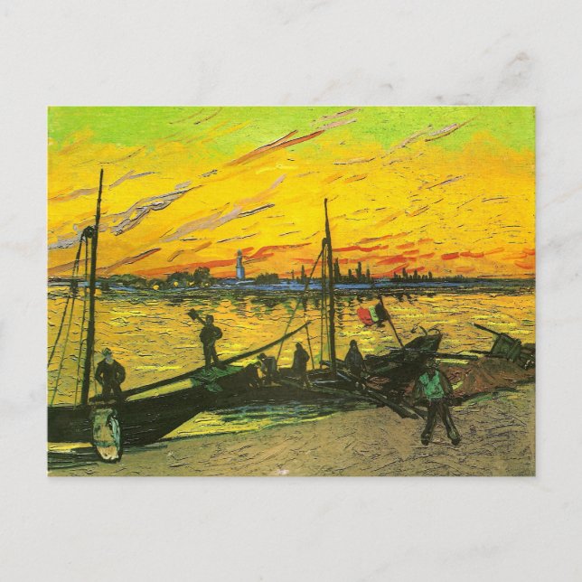 Carte Postale Barges de charbon Van Gogh Art raffiné (Devant)