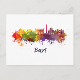 Carte Postale Bari skyline in watercolor