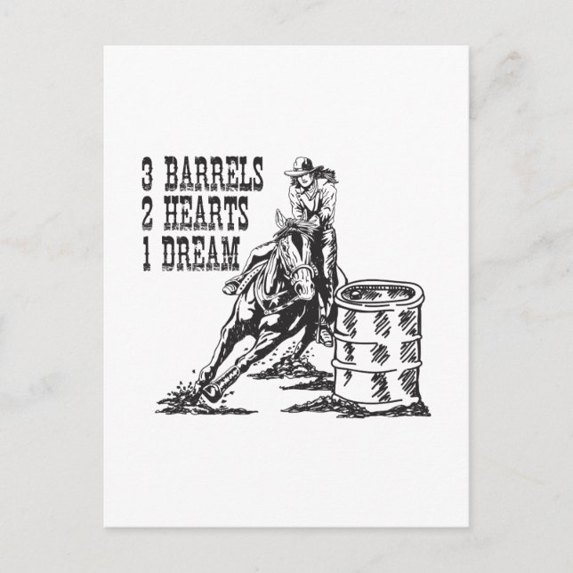 Carte Postale Baril Racing 3 Barils 2 Coeurs 1 Dream Magnet (Devant)