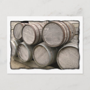 Carte Postale Barils de Whiskey en bois rustique
