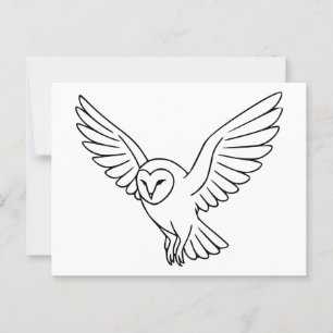 Carte Postale Barn Owl in Flight Line Art
