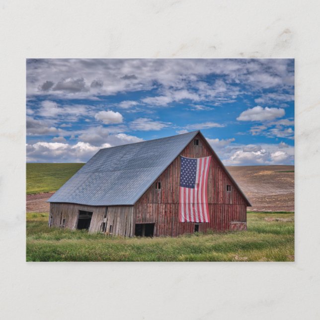 Carte Postale Barn with American Flag | Colfax, Washington (Devant)