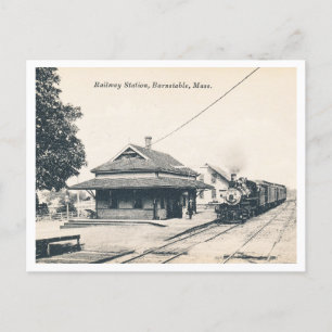 Carte Postale Barnstable MA, gare ferroviaire, Vintage